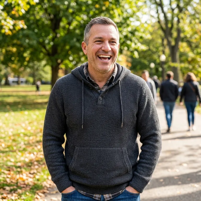 Man walking outdoors in autumn, staying active day to day